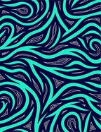 Abstract Flowing Teal Navy Pattern Rug