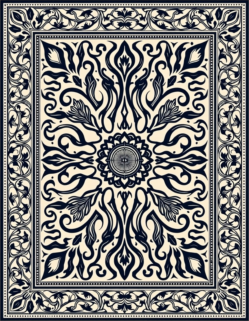 Ornate Floral Medallion Pattern Runner Rug
