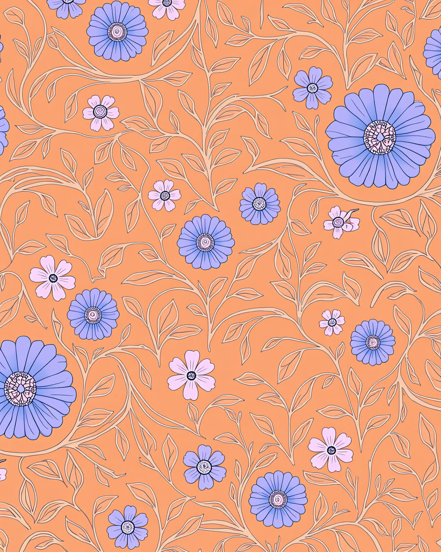 Vintage Floral Vines Pattern Design Rug