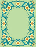 Floral Art Nouveau Teal Border Rug