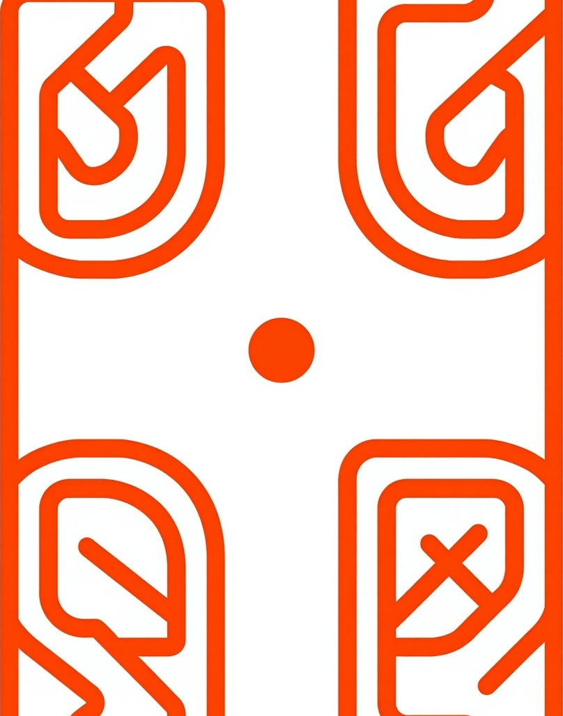 Bold Orange Abstract Labyrinth Design Rug