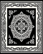 Classic Black White Floral Medallion Rug