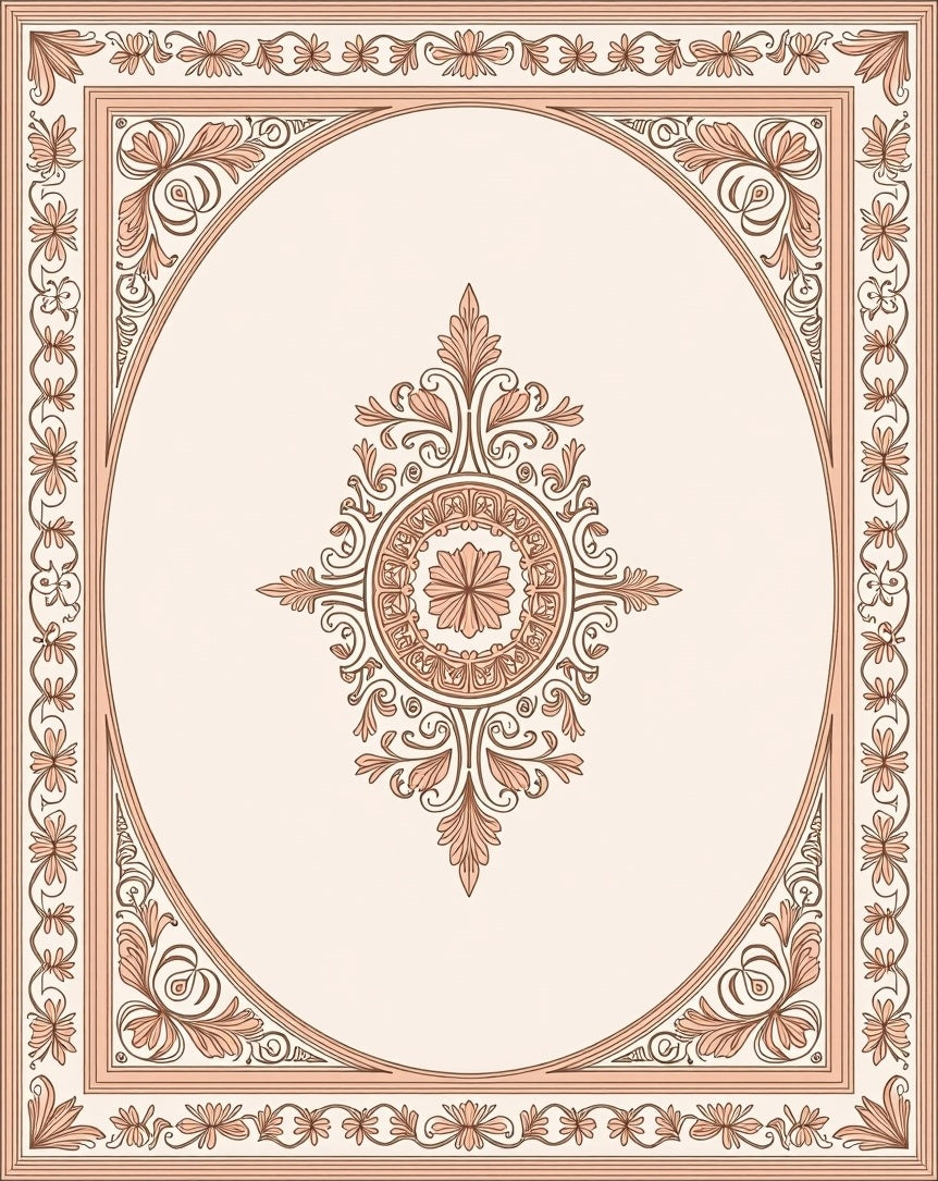 Elegant Floral Scroll Oval Rug