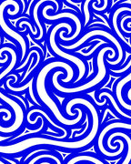 Vibrant Blue Swirl Pattern Rug