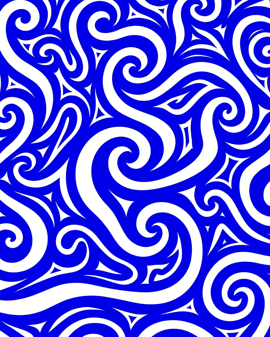 Vibrant Blue Swirl Pattern Rug