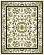 Green Floral Scrollwork Classic Design Rug