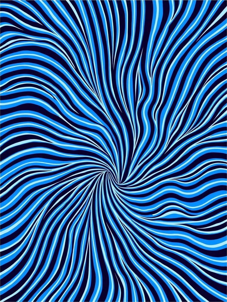 Vortex Blue Striped Optical Art Rug