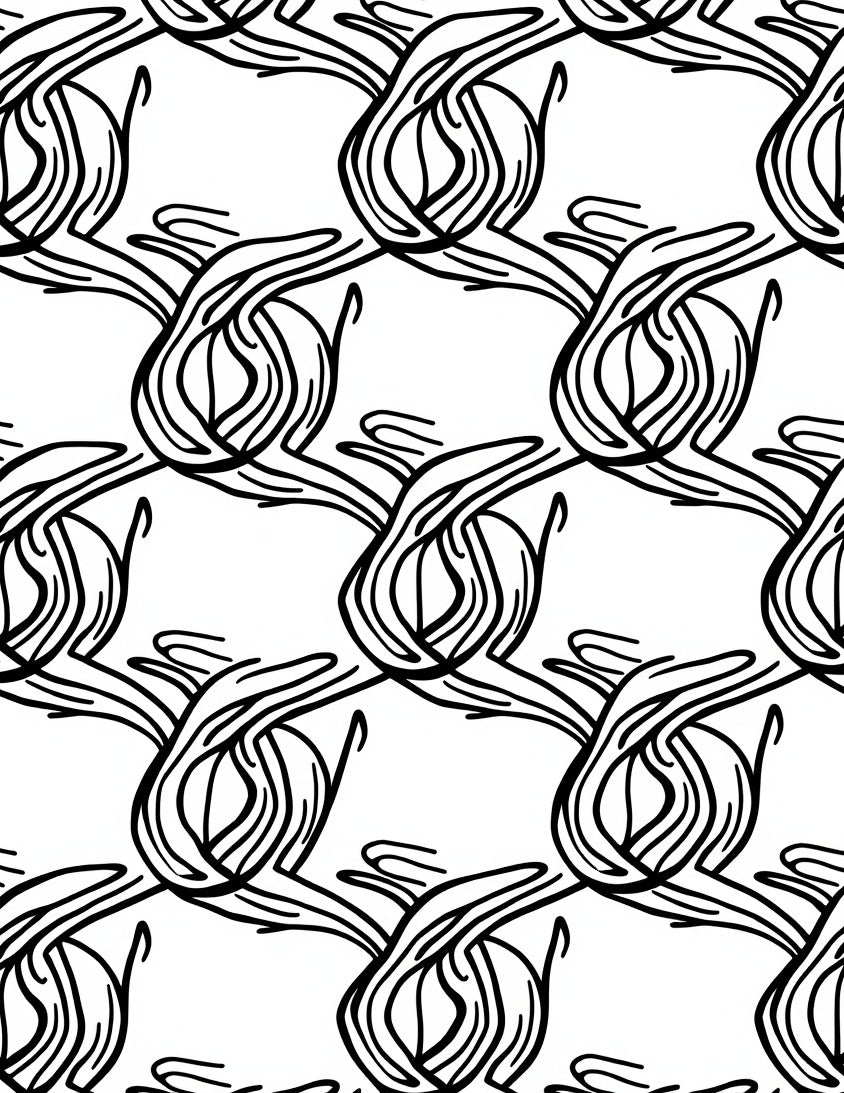 Abstract Line Swirls Pattern Rug