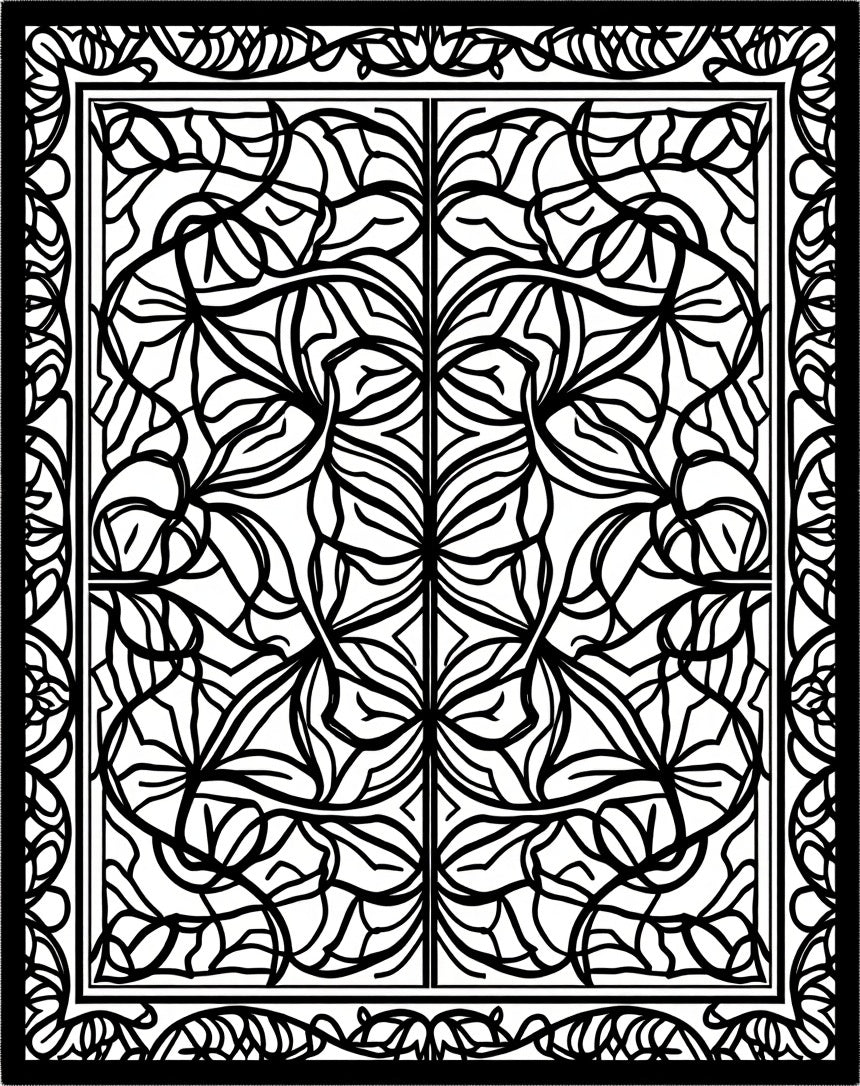 Intricate Leaf Scroll Patterned Design Rug