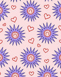 Purple Star And Red Heart Pattern Rug