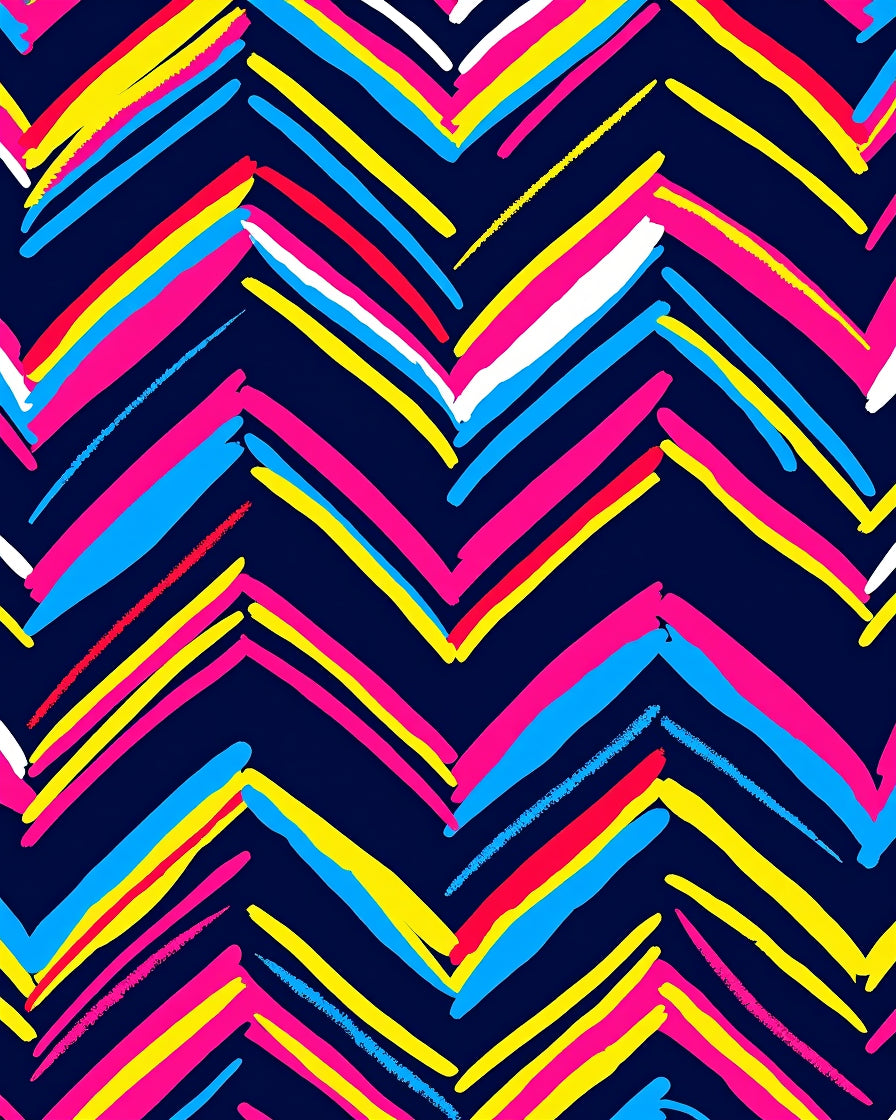 Vibrant Zigzag Brushstroke Pattern Rug
