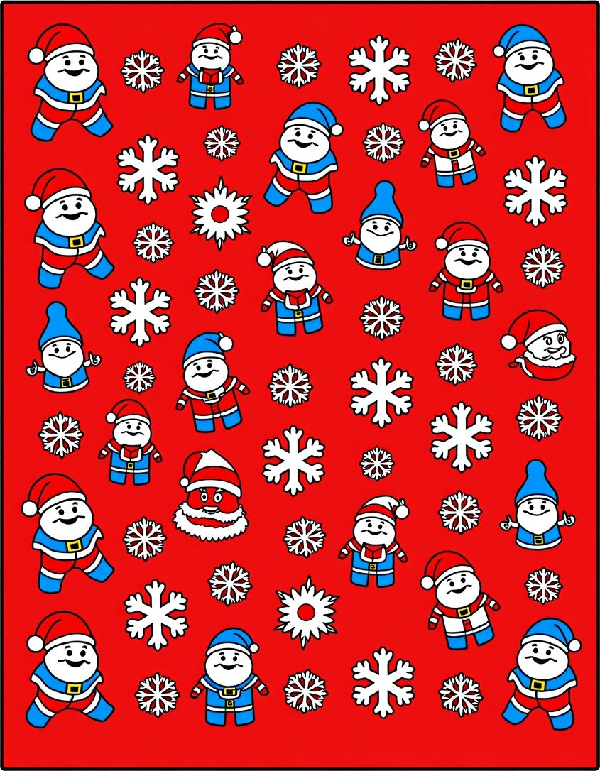 Christmas Santa Claus Snowflakes Repeat Rug
