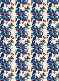 Navy Red Floral Patterned Rug