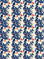 Navy Red Floral Patterned Rug
