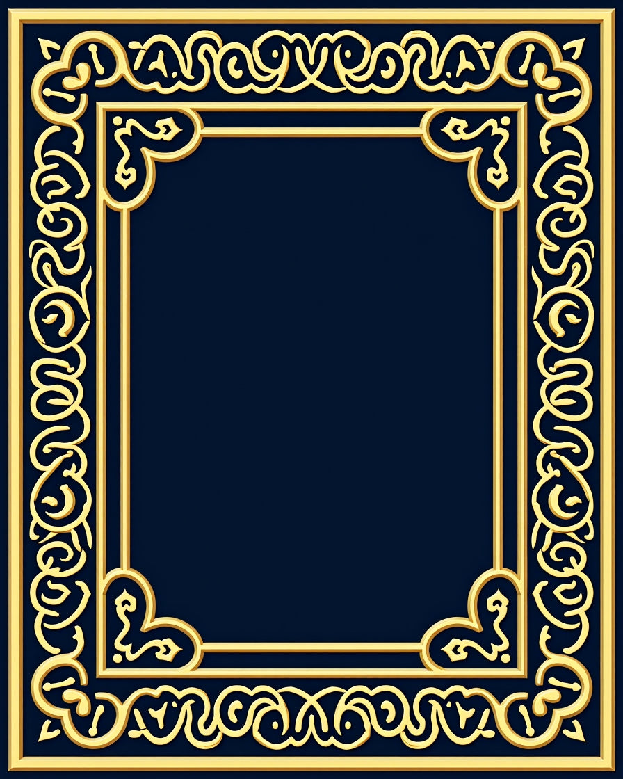 Ornate Gold Border Design Rug