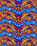Vibrant Waves And Fiery Geometric Pattern Rug