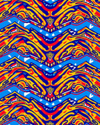 Vibrant Waves And Fiery Geometric Pattern Rug