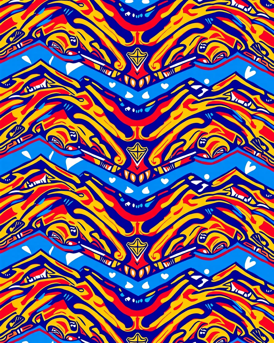 Vibrant Waves And Fiery Geometric Pattern Rug