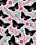 Black Butterfly Garden Pattern Rug