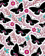 Black Butterfly Garden Pattern Rug
