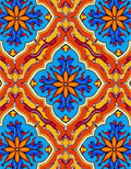 Vibrant Blue Orange Floral Pattern Rug