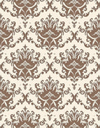 Classic Brown Ivory Damask Arabesque Rug