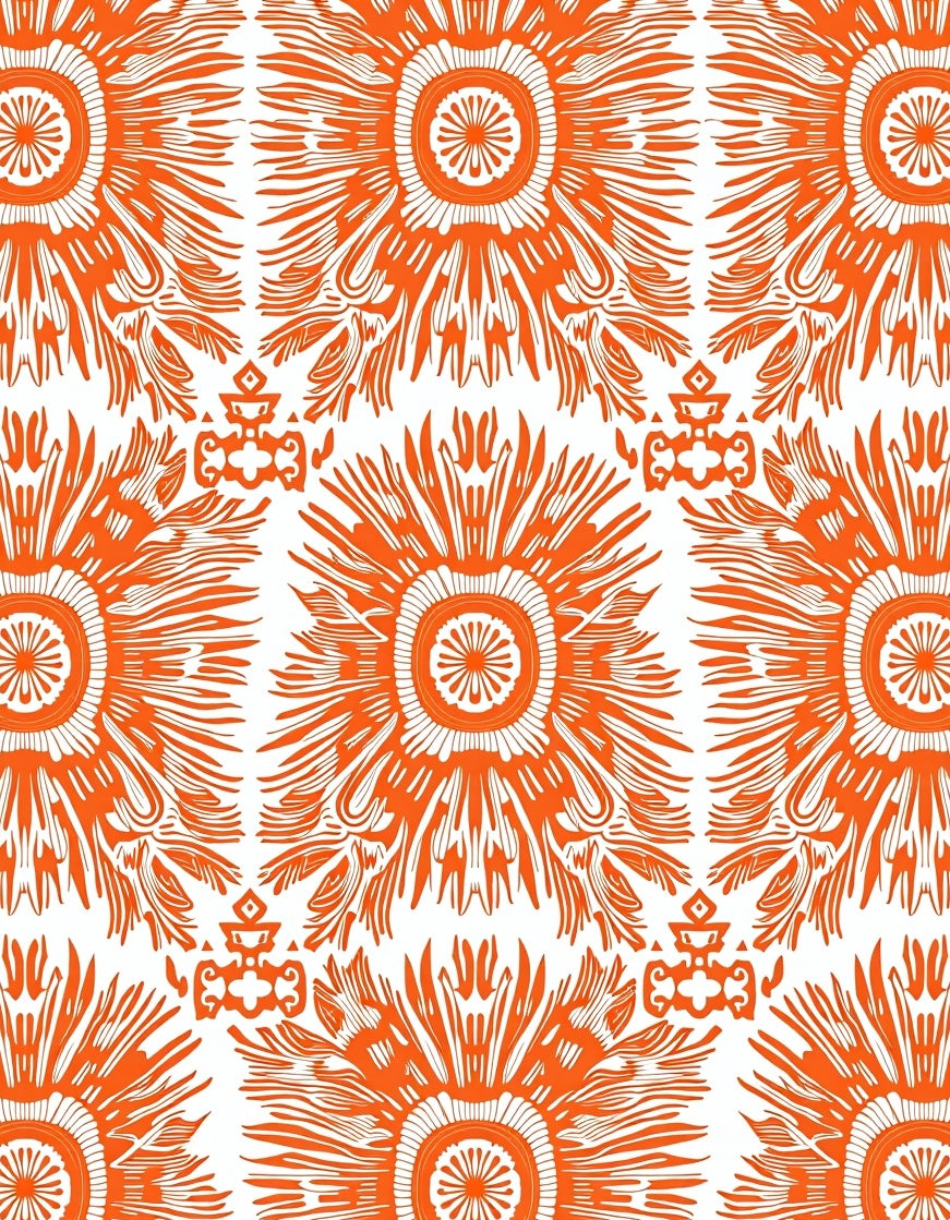 Vibrant Sunburst Style Pattern Rug