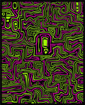 Abstract Neon Maze Pattern Rug