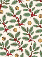Green Pine Boughs Red Bows Orbs Rug