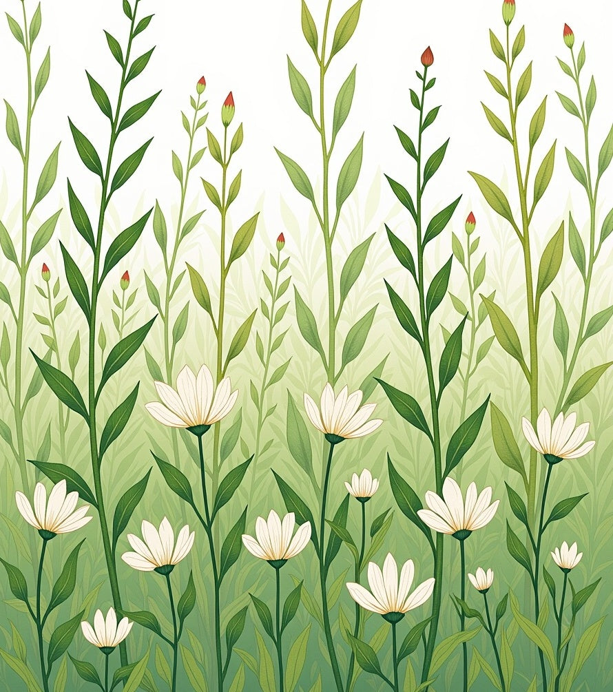 Delicate Floral And Greenery Pattern Rug