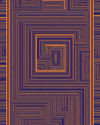 Bold Orange Navy Geometric Maze Rug
