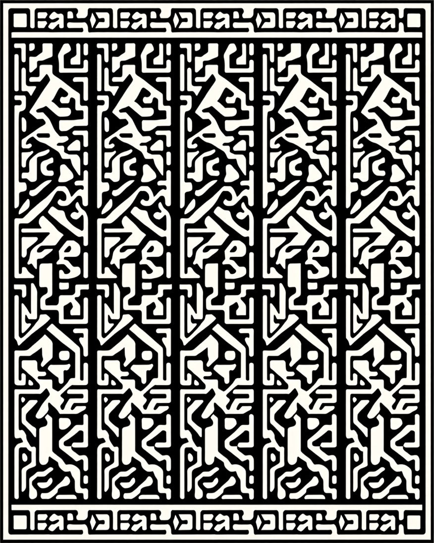 Tribal Black White Geometric Pattern Rug