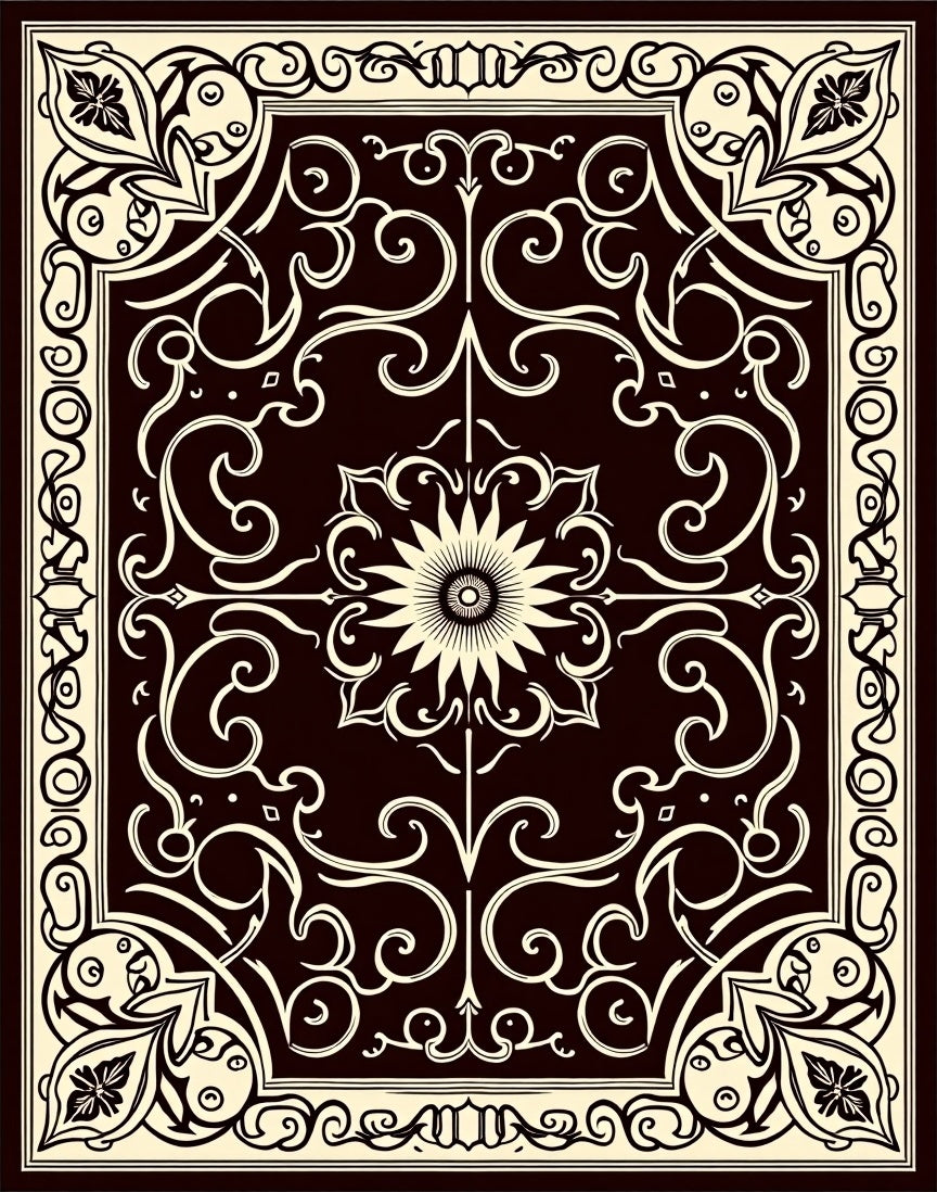 Intricate Floral Scroll Detailed Pattern Rug