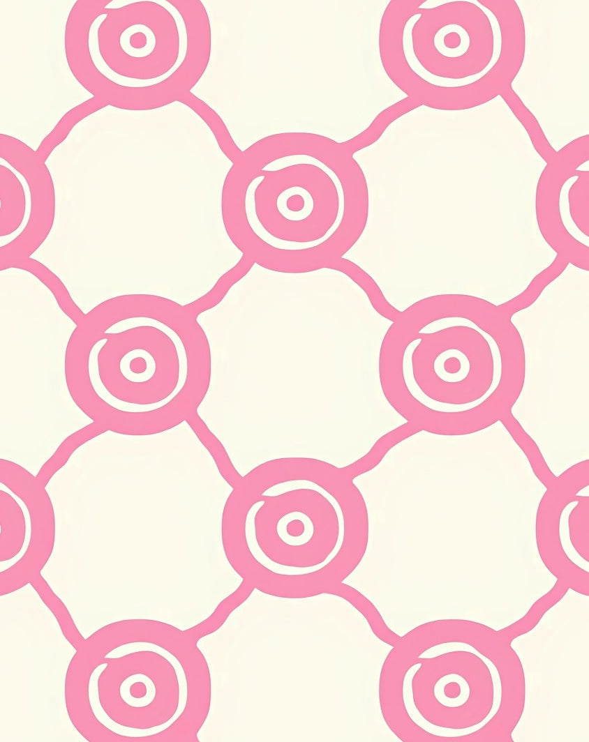 Pink Nested Circles Grid Design Rug