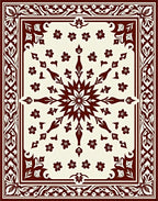 Floral Starburst Geometric Border Rug