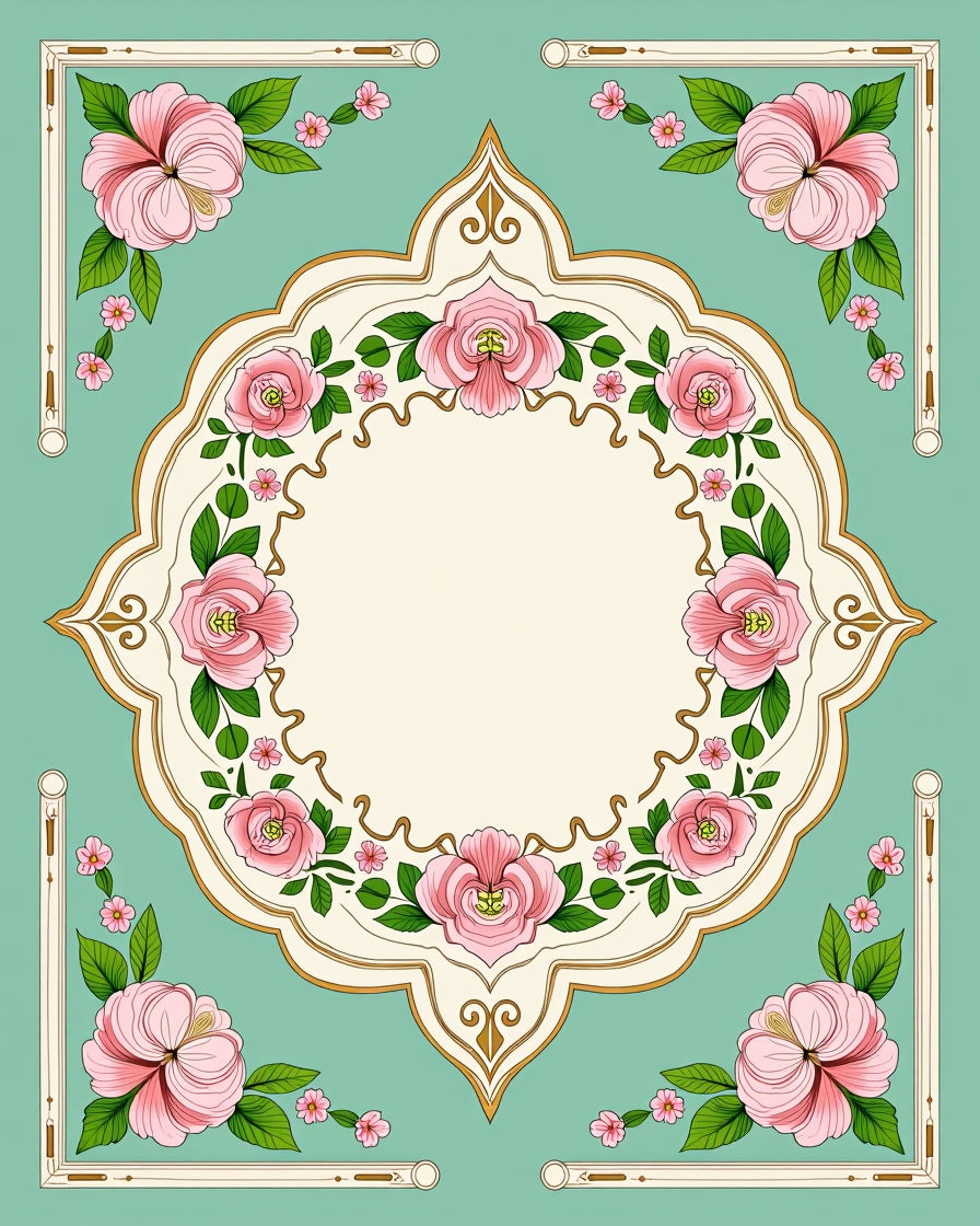 Pink Floral Garden Medallion Rug