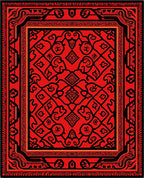 Traditional Red Black Intricate Pattern Rug