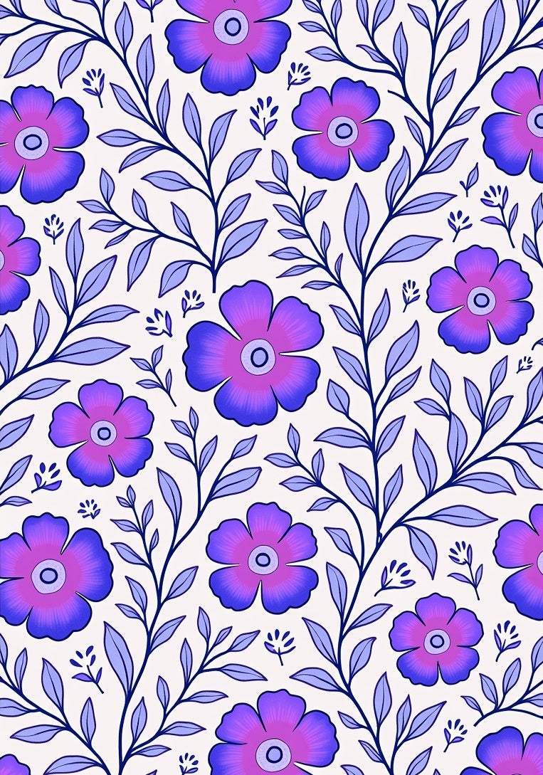 Purple Floral Vine Pattern Rug