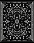Ornate Black White Floral Vine Rug
