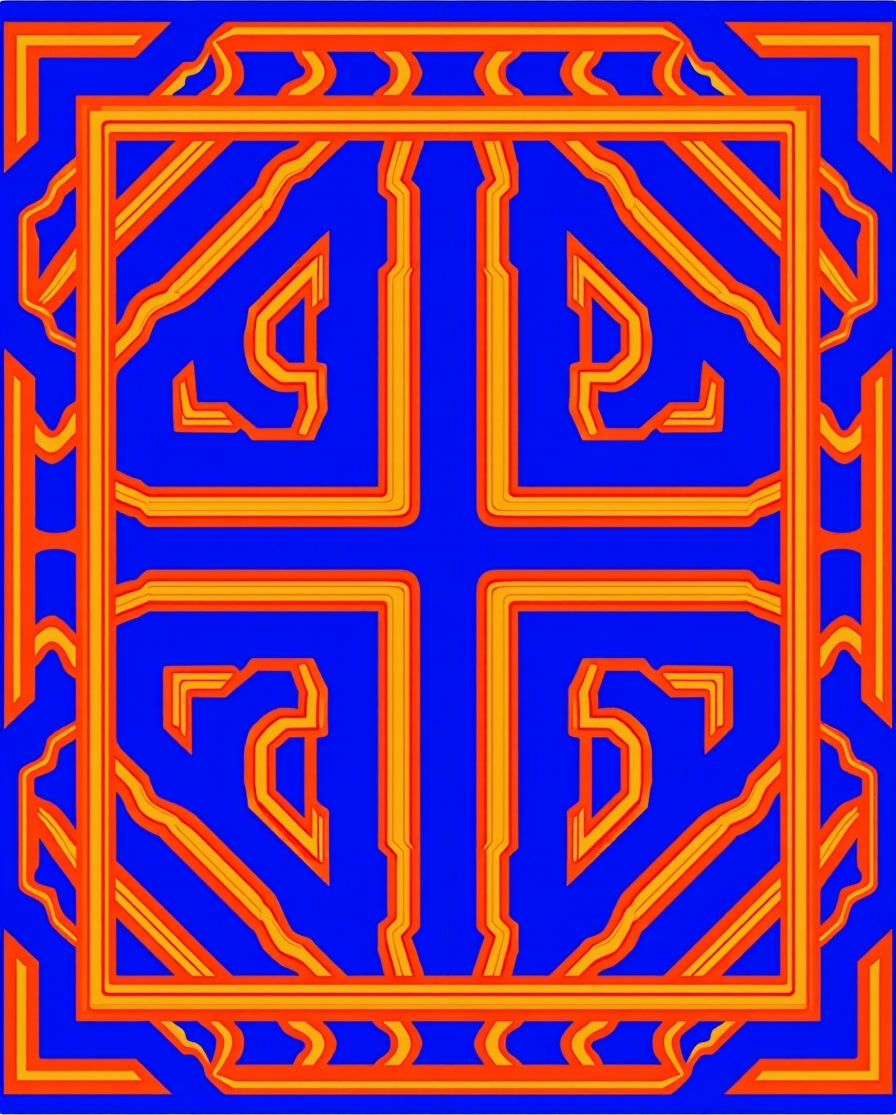 Vibrant Geometric Layers Design Rug