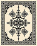Elegant Black Floral Symmetry Rug