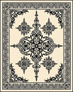Elegant Black Floral Symmetry Rug