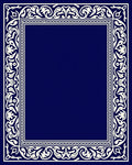 Ornate Cream On Dark Blue Border Rug