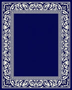 Ornate Cream On Dark Blue Border Rug
