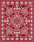 Red White Floral Geometric Medallion Rug