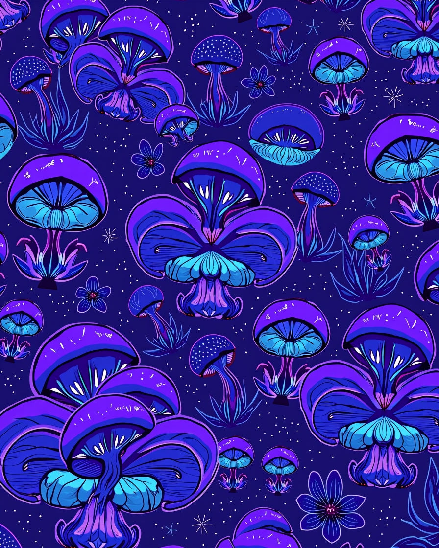Psychedelic Mushroom Star Pattern Rug