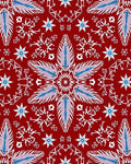 Crimson Snowflake Mandalas White Blue Rug