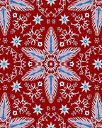 Crimson Snowflake Mandalas White Blue Rug