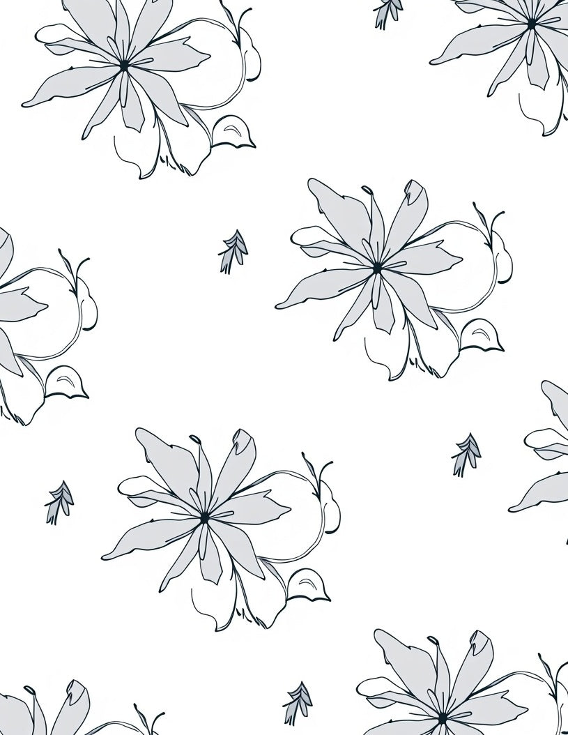 Light Gray Sketchy Floral Vine Rug