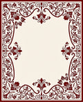Elegant Red Floral Vine Border Rug